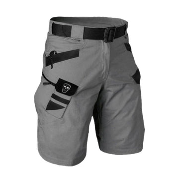 Men's Outdoor Tactical Colorblock Skull Zipper Cargo Shorts
